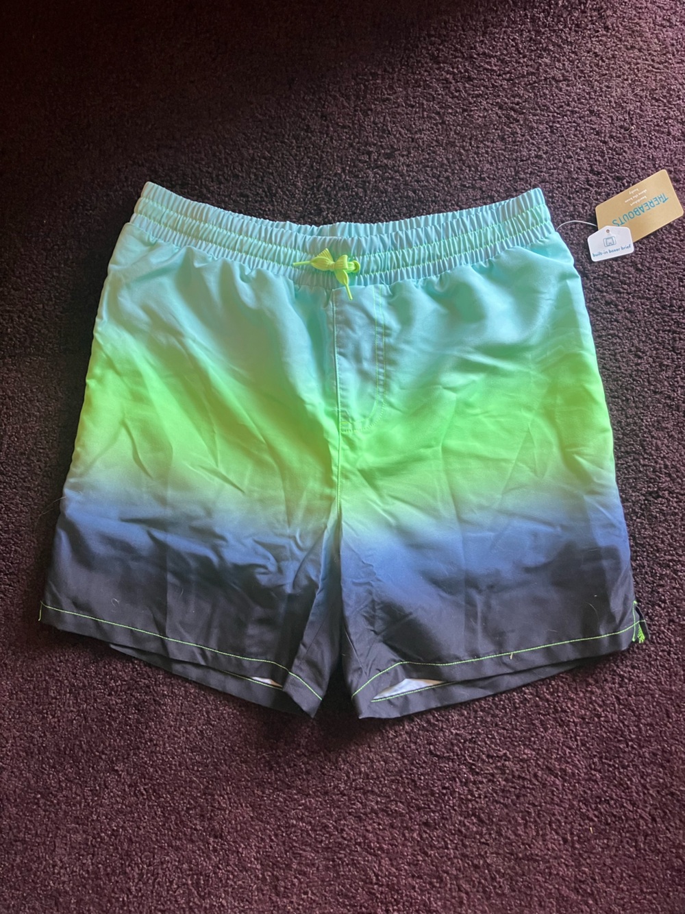 Gradient Green to Blue Swim Trunks